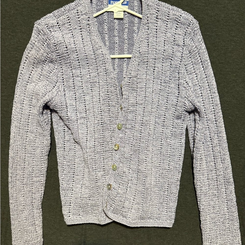 Vintage Pendleton Button Front Knit Cardigan Size Small, Light Lavender